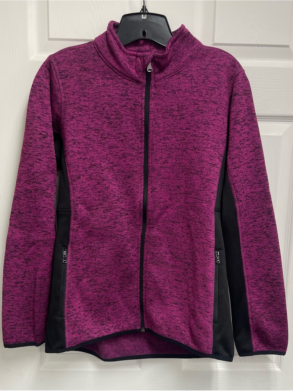 Marc New York Magenta Heathered Zip-Up Jacket with Black Panels sz L